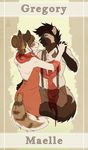  anthro canine clothed clothing diesel_wiesel duo english_text facial_piercing fangs female fur hair hand_holding lip_piercing male male/female mammal mustelid nose_piercing piercing simple_background smile standing teeth text volcanins wolverine 