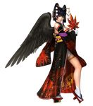  cg cleavage dead_or_alive dead_or_alive_5 garter japanese_clothes nyotengu transparent_png wings 