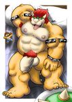  5_toes abs animal_genitalia anthro armpit_hair armpits balls barefoot bcieps bed bedroom belly big_biceps big_penis bowser bracelet collar detailed_background front_view hair half-erect hand_on_leg hi_res high-angle_view horn huge_penis humanoid_penis jewelry koopa lying male manly mario_bros mature_male muscular muscular_male nintendo nipples nude open_mouth partially_retracted_foreskin pecs penis pillow plushie pubes red-eyes red_hair relaxing reptile scalie shell solo spiked_armlet spiked_bracelet spiked_collar spiked_shell spikes thick_penis toes tongue tongue_out turtle uncut vein veiny_penis video_games yasserlion 
