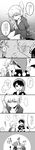  2girls :3 absurdres bound bound_wrists comic commentary_request doremy_sweet dream_soul feathers greyscale hat highres kishin_sagume licking long_image monochrome multiple_girls open_mouth shikushiku_(amamori_weekly) single_wing spoken_ellipsis tail tall_image tapir_tail tongue tongue_out touhou translation_request wet wings yuri 