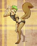  anthro bulge canine clothed clothing crossdressing diesel_wiesel fangs fennec fox fur girly hair looking_at_viewer male mammal open_mouth panties simple_background smile solo standing teeth tight_clothing tongue tongue_out underwear 