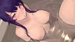  bathtub black_hair blush breasts censored eyebrows eyebrows_visible_through_hair large_breasts long_hair looking_at_viewer looking_up nipples nude original partially_submerged purple_eyes pussy ripples sidelocks solo spread_legs walzrj water wet 
