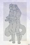 anthro clothed clothing diesel_wiesel duo female hug male male/female mammal marten mustelid simple_background smile standing weasel 