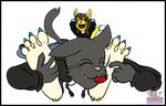  4_toes barefoot cat claws clothed clothing colored_nails duo fangs feet feline female foot_fetish foot_lick hair hoodie licking long_hair male mammal mintymousyx_(artist) paws soles toe_claws toes tongue tongue_out 