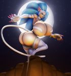  animal_humanoid big_breasts big_butt blue_eyes blue_hair breasts butt cat cat_humanoid darkstalkers felicia_(darkstalkers) feline female fur hair huge_breasts huge_butt humanoid looking_at_viewer mammal moon night raikovjaba solo video_games white_fur 