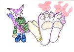  .hack 3_toes anthro barefoot big_ears blue_fur cat clothed clothing feet feline foot_fetish foot_focus footwear fur mammal mia mintymousyx_(artist) pawpads shoes smelly smelly_feet soles toes 
