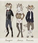  anthro arm_warmers caprine clothed clothing corset diesel_wiesel female goat group hands_on_hips horn hybrid legwear lingerie looking_at_viewer male mammal mustelid necktie otter simple_background standing thigh_highs underwear 