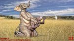  3d_(artwork) abdominal_bulge anal anal_penetration animal_genitalia big_dom_small_sub bulge death_by_snu_snu digital_media_(artwork) drages elephant feline forced herm herm/male huge_penetration intersex intersex/male interspecies lion male mammal penetration rape size_difference tight_fit 