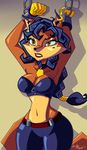  2016 anthro big_breasts breasts canine captured carmelita_fox cleavage clothed clothing dalley-the-alpha female fox mammal navel sly_cooper_(series) solo video_games 