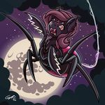  2016 arachnid arthropod cobweb couchcrusader equine fangs female fluttershy_(mlp) friendship_is_magic full_moon horse hybrid looking_at_viewer mammal moon my_little_pony pony red_eyes slit_pupils solo spider spiders_web web 