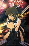  1girl breasts female high_ponytail homura_(senran_kagura) large_breasts long_hair looking_at_viewer ponytail senran_kagura senran_kagura_(series) sword weapon 