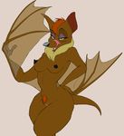  2016 anthro areola bat bat_wings black_nipples black_nose breasts brown_fur digital_media_(artwork) female flying_fox front_view fur green_eyes grey_background hair half-closed_eyes hi_res licking licking_lips looking_at_viewer makeup mammal membranous_wings neck_tuft nipples nude open_mouth orange_hair piromane portrait pubes pussy sharp_teeth simple_background solo standing teeth three-quarter_portrait tongue tongue_out tuft wings 