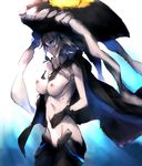  black_gloves breasts cape cowboy_shot gloves glowing glowing_eyes hat headgear kantai_collection long_hair md5_mismatch medium_breasts monster navel nipples nude pale_skin pussy redcomet shinkaisei-kan silver_hair solo teeth tentacles wo-class_aircraft_carrier 