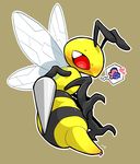  &lt;3 antennae arthropod beedrill blush brown_background female insect inviting kageyama nintendo pok&eacute;mon presenting pussy_juice red_eyes simple_background solo_focus sweat video_games ♀ ♂ 