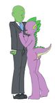 aged_up anon blush clothed clothing crossgender dragon female friendship_is_magic fully_clothed human male mammal my_little_pony necktie nude siansaar simple_background spike_(mlp) sweat white_background 