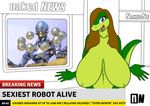  anthro big_breasts blue_eyes breasts brown_hair female hair huge_breasts lizard naked_news reptile samantha_brooks sarcolopter scalie simple_background standing zenyatta_(overwatch) 