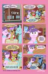  2014 bottle building chair city comic cup cupcake cutie_mark dialogue earth_pony english_text equine female feral food friendship_is_magic group henbe horse inside mammal my_little_pony pony scarf shelf suri_polomare_(mlp) sweat table text window 
