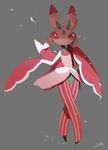  ambiguous_gender antennae anthropod big_eyes cute front_view lurantis nintendo pok&eacute;mon red_sclera shadow simple_background slit_pupils video_games wings zambiie 