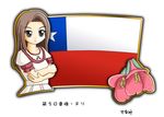  1girl brown_hair chile crossed_arms flag long_hair murakami_senami 