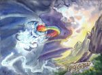  2016 canterlot electricity equine female flying friendship_is_magic lightning mammal my_little_pony pegasus ponyville rainbow_dash_(mlp) the-wizard-of-art traditional_media_(artwork) wings 