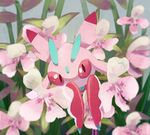  flower gen_7_pokemon lurantis no_humans orchid orchid_mantis pink pokemon pokemon_(creature) praying_mantis solo 