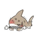  &gt;_&lt; chibi disembodied_limb kintora shark sharp_teeth 