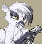  2016 amber_eyes animal_genitalia animal_penis anthro avian beak cum cum_in_mouth cum_inside cum_leaking cum_on_chest cum_on_face disembodied_penis drooling duo equine equine_penis faceless_male fellatio fur gryphon hair handjob horse looking_down male male/male mammal nude oral penis penis_grab saliva sex simple_background sketch solo_focus talons tongue tongue_out white_fur white_hair xilrayne 