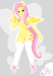  anthro anthrofied blush breasts clothing equine feathered_wings feathers female fluttershy_(mlp) footwear friendship_is_magic hair hi_res high_heels legwear makeup mammal my_little_pony nenerhea nipples nude pegasus pink_hair pussy small_breasts solo stockings thick_thighs wings yellow_feathers 