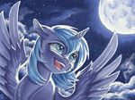  cloud equine female friendship_is_magic full_moon horn mammal moon my_little_pony night princess_luna_(mlp) solo sparkles star the-wizard-of-art traditional_media_(artwork) winged_unicorn wings 