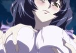  1girl animated animated_gif blush breast_grab breasts hoods_entertainment kaneko_hiraku large_breasts licking_lips nightgown possessed seikon_no_qwaser self_fondle solo stitched talking tongue_out yamanobe_tomo yellow_eyes 