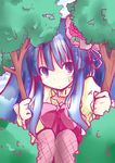  blue_hair bow furudo_erika hiding highres pantyhose pink_bow shichinose solo umineko_no_naku_koro_ni 