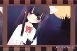  animal_ears cat cat_ears end_card hazuki_(tsukuyomi) highres long_hair moon ooji shirt solo tsukuyomi_moonphase white_shirt 