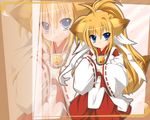  animal_ears copyright_request fox_ears fox_tail japanese_clothes kazami_karasu solo tail wallpaper 