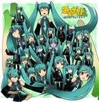  :p animal_ears cat_ears chibi detached_sleeves green_eyes green_hair hatsune_miku headphones highres kakkii long_hair necktie parody robot skirt spring_onion thighhighs tongue tongue_out twintails very_long_hair vocaloid 