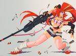  anti-materiel_rifle bad_source breasts bullet cleavage elbow_gloves gloves gun highres large_breasts long_hair nishigori_atsushi ponytail red_hair rifle sniper_rifle solo tengen_toppa_gurren_lagann thighhighs vector_trace weapon yellow_eyes yoko_littner 