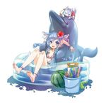  animal_ears anklet ball barefoot bikini blue_eyes blue_hair bracelet braid buckle dog dolphin feet flat_chest flower food frilled_bikini frills fruit hair_flower hair_ornament hibiscus innertube jacket jewelry kawagoe_pochi koyomi_(shironeko_project) open_clothes open_jacket open_mouth polka_dot polka_dot_bikini puppy shironeko_project smile swimsuit tail tarou_(shironeko_project) twin_braids wading_pool water_gun watermelon wolf wolf_ears wolf_tail 