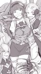  2girls arms_behind_back bdsm bondage bound breast_bondage chain cloth_gag crying crying_with_eyes_open digi_(granblue_fantasy) fili_(granblue_fantasy) gag gagged granblue_fantasy hair_ornament hairband horns improvised_gag long_hair marie_(gbf) monochrome morisova multiple_girls otoko_no_ko restrained skirt tears tied_up vest 