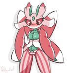  blush breasts clothing female feral green_body hi_res lurantis nintendo nipples panties pink_body pok&eacute;mon pussy red_body red_eyes red_pupils simple_background solo thepolygonheart underwear video_games white_body 