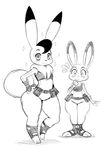  anthro blush bokko clothing disney female judy_hopps lagomorph mammal monochrome rabbit sssonic2 the_amazing_3 wide_hips zootopia 