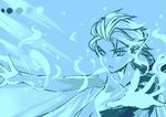  angry blue color_guide elsa_(frozen) frozen_(disney) hidaka_ajiko limited_palette magic monochrome open_hands outstretched_arms solo upper_body 