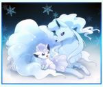  alolan_ninetales alolan_vulpix ninetales no_humans pokemon pokemon_(creature) snowflake_background sparkle tsukiyo_(tempest_wolf) vulpix 