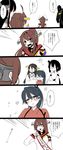  ahoge bangs bare_shoulders black_hair blue_hair blush brown_hair cherry_blossoms comic commentary detached_sleeves double_bun flower fusou_(kantai_collection) hair_flower hair_ornament hairband haruna_(kantai_collection) headgear highres houshou_(kantai_collection) japanese_clothes kantai_collection kongou_(kantai_collection) long_hair multiple_girls nagato_(kantai_collection) nontraditional_miko open_mouth ponytail short_hair smile sweatdrop swept_bangs tasuki translated trembling very_long_hair wide_sleeves yamashiro_(kantai_collection) yamato_(kantai_collection) yoichi_(umagoya) 