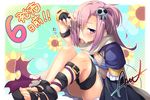  bikini_top blush feet fingerless_gloves flat_chest flower gloves jokou koihime_musou long_hair mtu_(orewamuzituda) navel official_art open_mouth purple_eyes purple_hair sandals scarf side_ponytail sitting skirt solo sunflower thigh_strap toes tongue tongue_out 