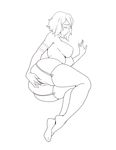  1girl ass breasts eyes_closed female fingering korra masturbation monochrome nipples pussy short_hair simple_background solo thighhighs 