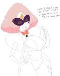  alien big_breasts breasts cartoon_network cleavage clothed clothing english_text eyewear female gem_(species) hair hoshime multi_eye multi_limb pink_hair sardonyx_(steven_universe) solo steven_universe sunglasses text tooth_gap 