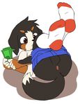 1boy anus ass copyright_request furry lying male_focus manmosumarimo money socks solo tail undressing 