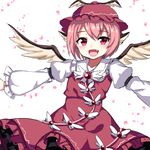  bad_id bad_pixiv_id bird_wings blush fang feathered_wings hat_feather mystia_lorelei open_mouth outstretched_arms papo pink_eyes pink_hair short_hair solo touhou wings 