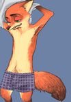  boxers_(clothing) bulge canine clothing disney fox fur male mammal nick_wilde noumiiiiin_63 orange_fur simple_background solo underwear undressing zootopia 