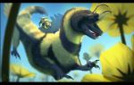  2019 arthropod bee black_bars black_fur curved_horn day detailed_background digital_media_(artwork) duo feral flower fur hymenopteran insect outside plant sky sunflower teisol yellow_fur 