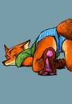  all_fours boxers_(clothing) canine clothing disney fox fur looking_back lying male mammal nick_wilde noumiiiiin_63 orange_fur pawpads simple_background solo underwear zootopia 